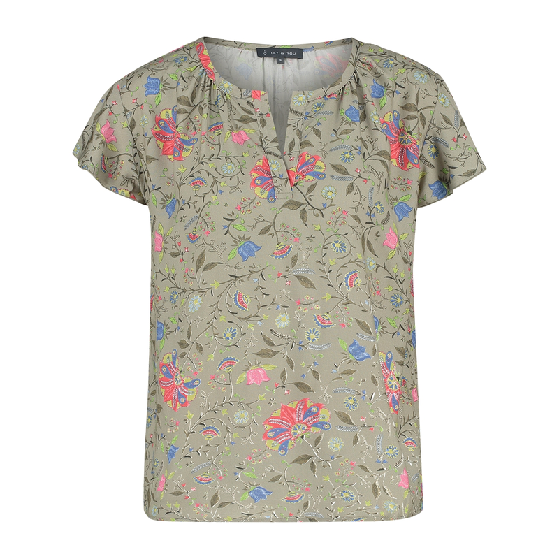 Dames Blouse 24038 Ivy & You KHAKIGROEN