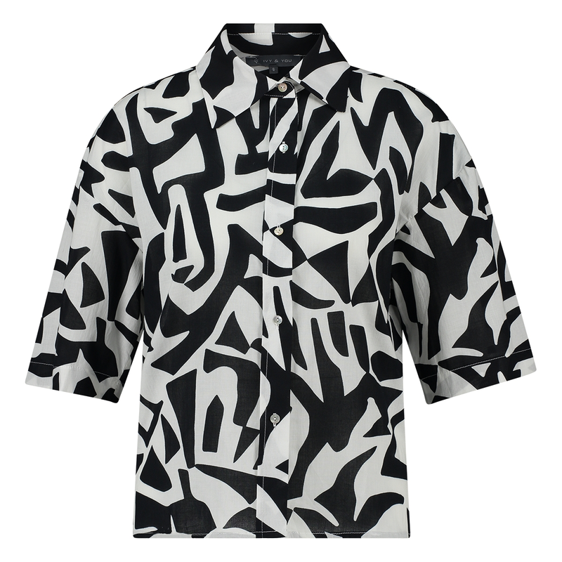 Dames Blouse 24073 Ivy & You ZWART DESSIN