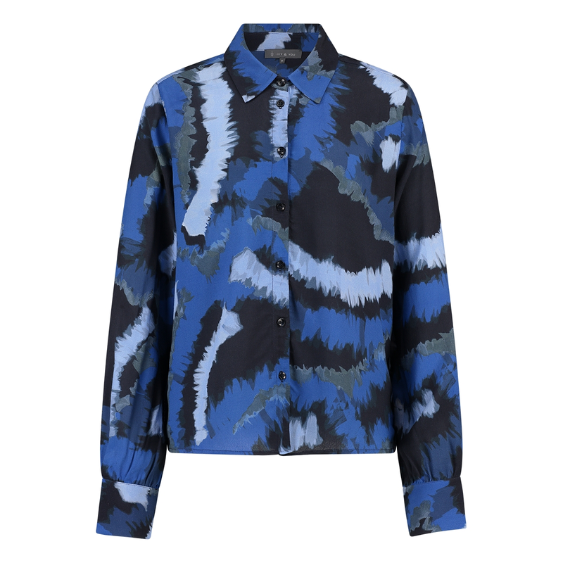 Dames Blouse 24184 blouse lm dessin Ivy & You BLAUW DESSIN