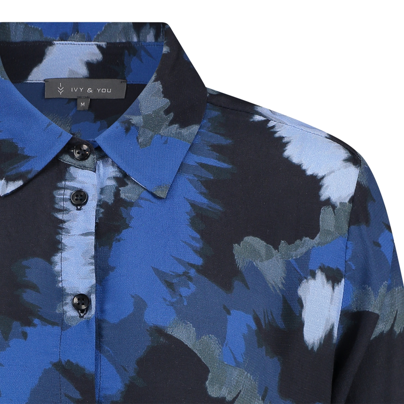 Dames Blouse 24184 blouse lm dessin Ivy & You BLAUW DESSIN