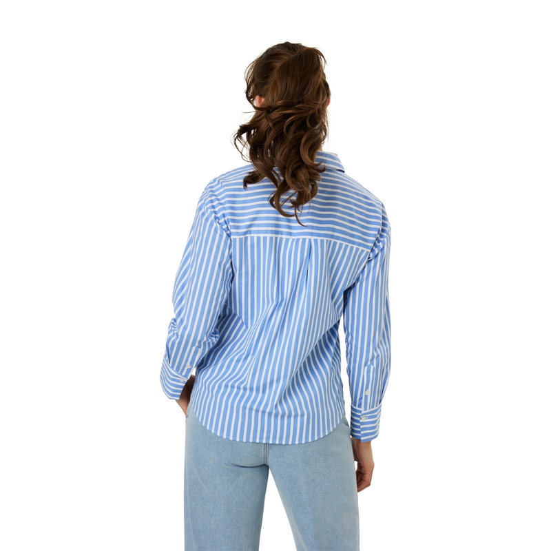 Dames Blouse 25015 blouse streep oversized Ivy & You MIDDEN BLAUW