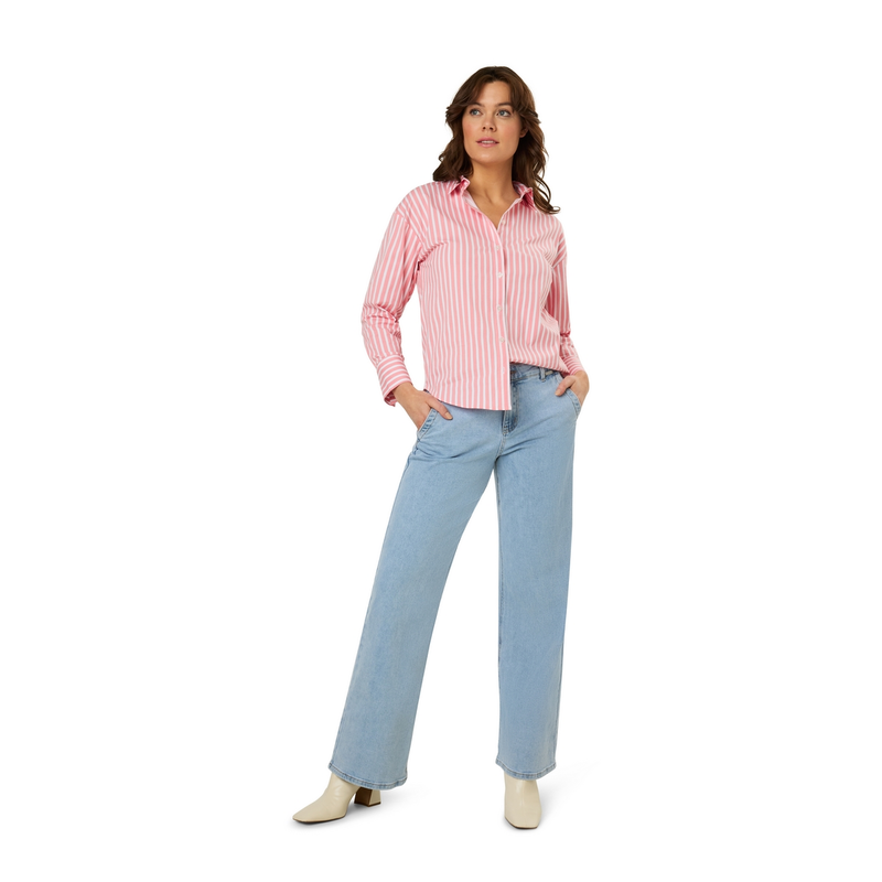 Dames Blouse 25015 blouse streep oversized Ivy & You ROZE
