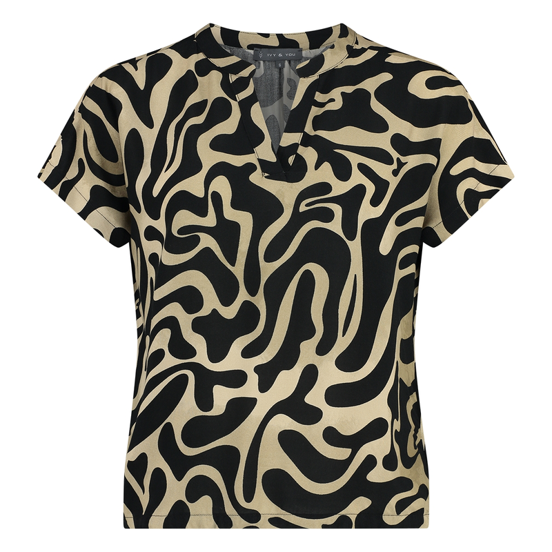 Dames Blouse 25074 Ivy & You ZWART DESSIN