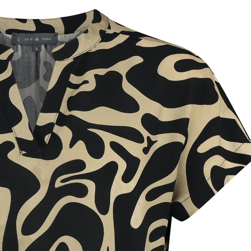 Dames Blouse 25074 Ivy & You ZWART DESSIN