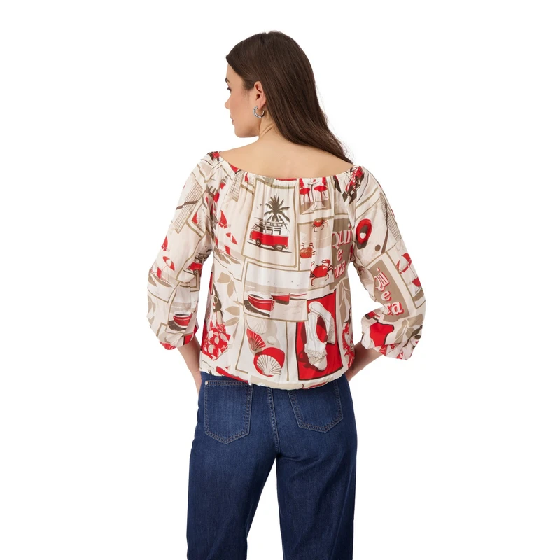 Dames Blouse 409694 Monari ROOD DESSIN