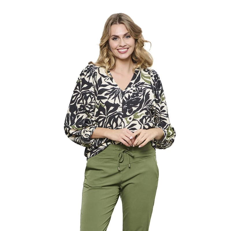 Dames Blouse AYLA LEAF &CO Woman ZWART DESSIN