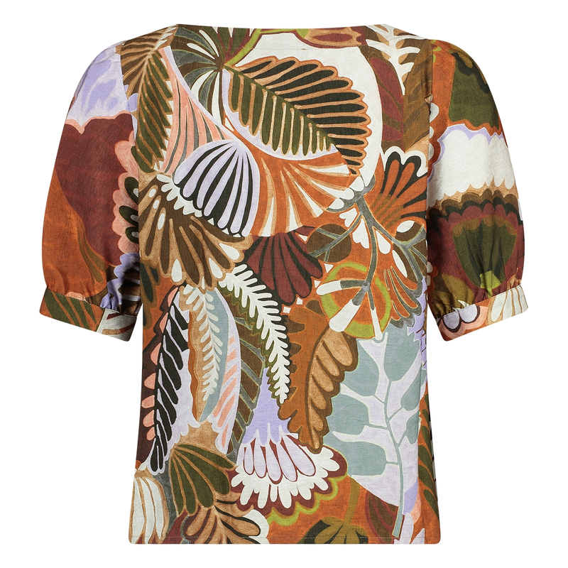 Dames Blouse BL. Lama Boothals km Ivy & You BRUIN DESSIN