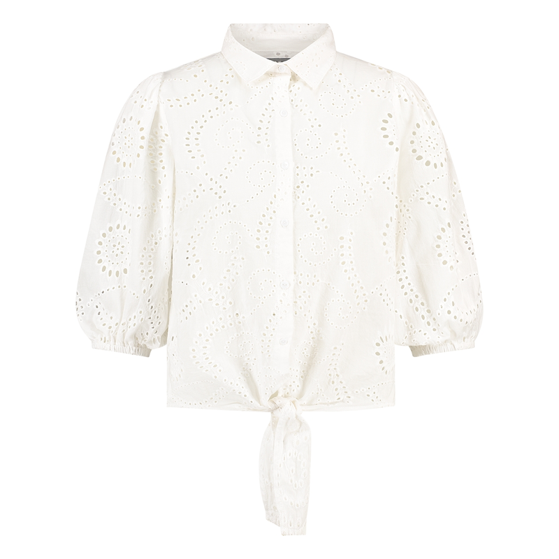 Dames Blouse broderie anglaise Sanne Wit
