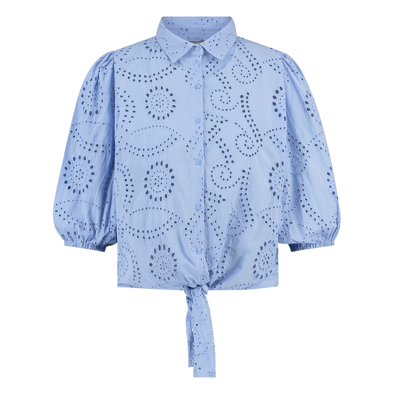 Dames Blouse broderie anglaise Sanne BLEU