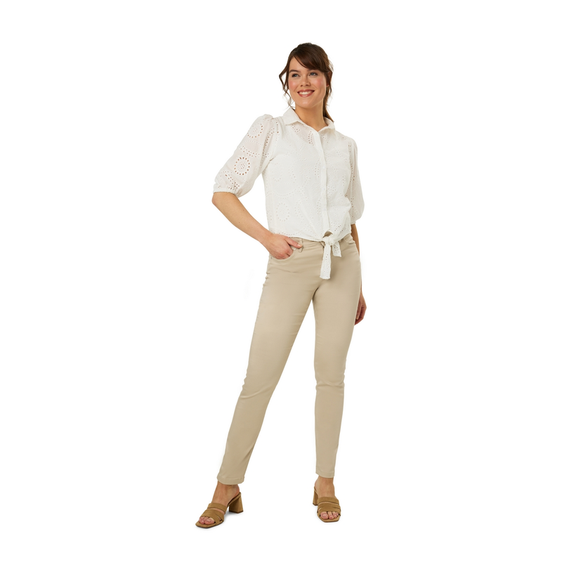 Dames Blouse broderie anglaise Sanne Wit