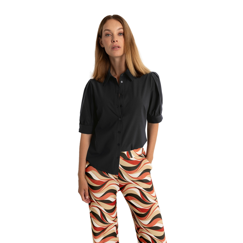Dames Blouse CL24-13808 Claudia by Claudia Strater ZWART