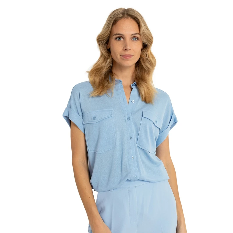 Dames Blouse CS13-25125 Claudia Strater BLEU