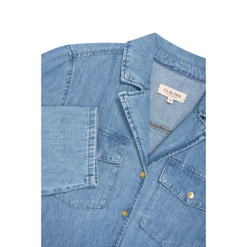 Dames Blouse CS14-25417 Claudia by Claudia Strater MID BLUE DENIM