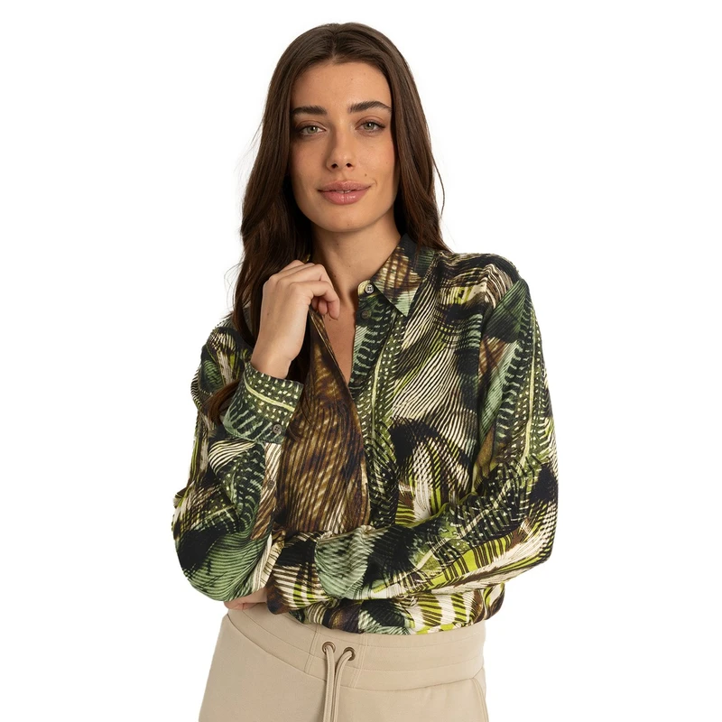 Dames Blouse CS25-14509 Claudia Strater KHAKIGROEN