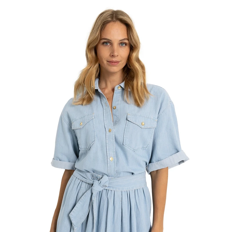 Dames Blouse CS25-14513 Claudia by Claudia Strater MID BLUE DENIM