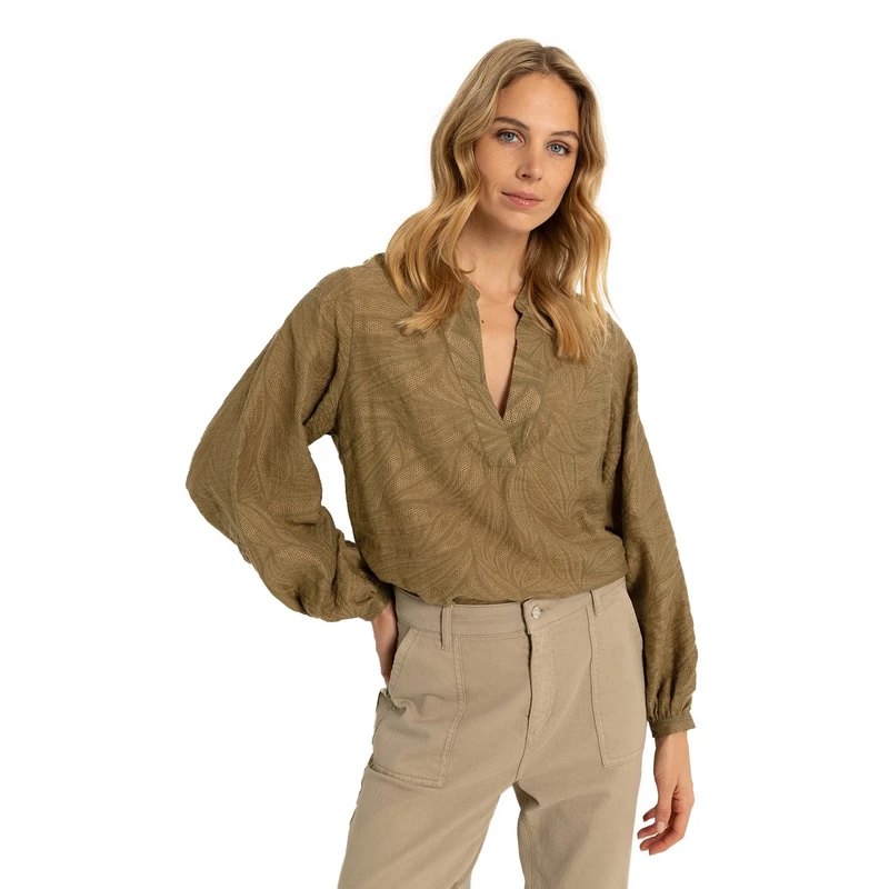 Dames Blouse CS25-14520 Claudia Strater KHAKIGROEN