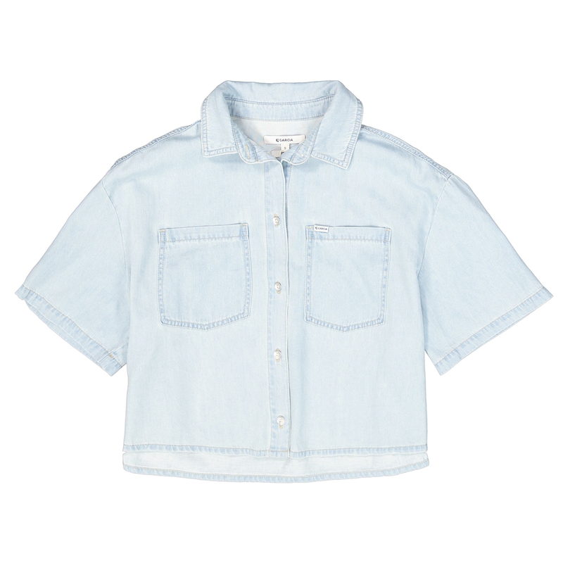 Dames Blouse E50292 Garcia BLEACHED BLUE DENIM