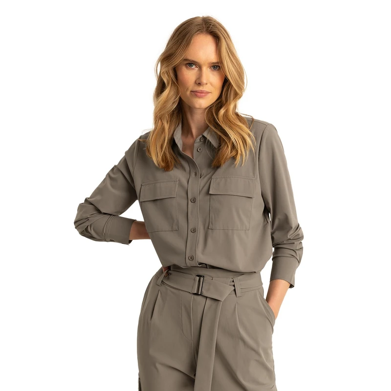 Dames Blouse EX13-25018 Expresso TAUPE