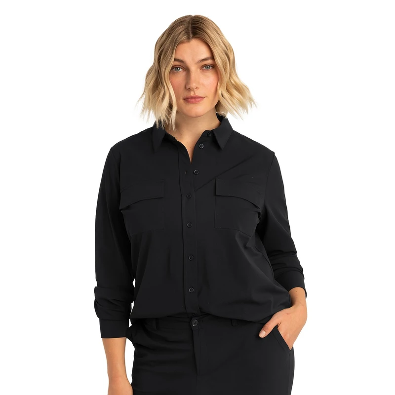 Dames Blouse EX13-25018 Expresso ZWART