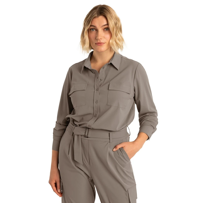 Dames Blouse EX13-25018 Expresso TAUPE