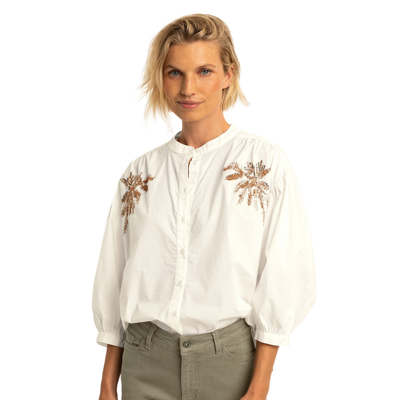 Dames Blouse EX14-25291 Expresso Wit