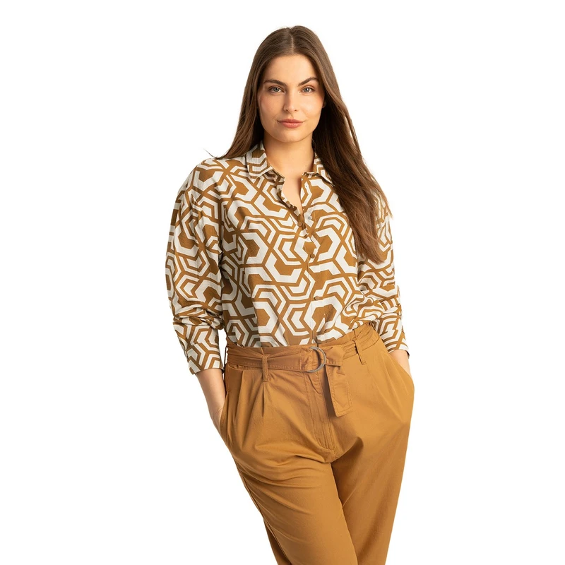 Dames Blouse EX24-14003 Expresso MIDDEN BRUIN