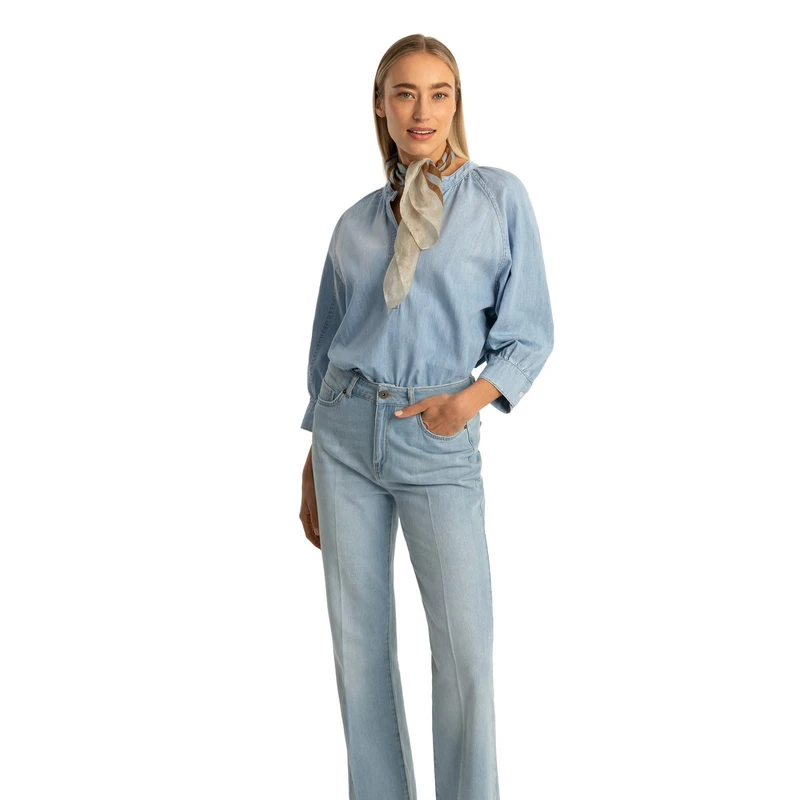 Dames Blouse EX24-14010 Expresso LIGHT BLUE DENIM