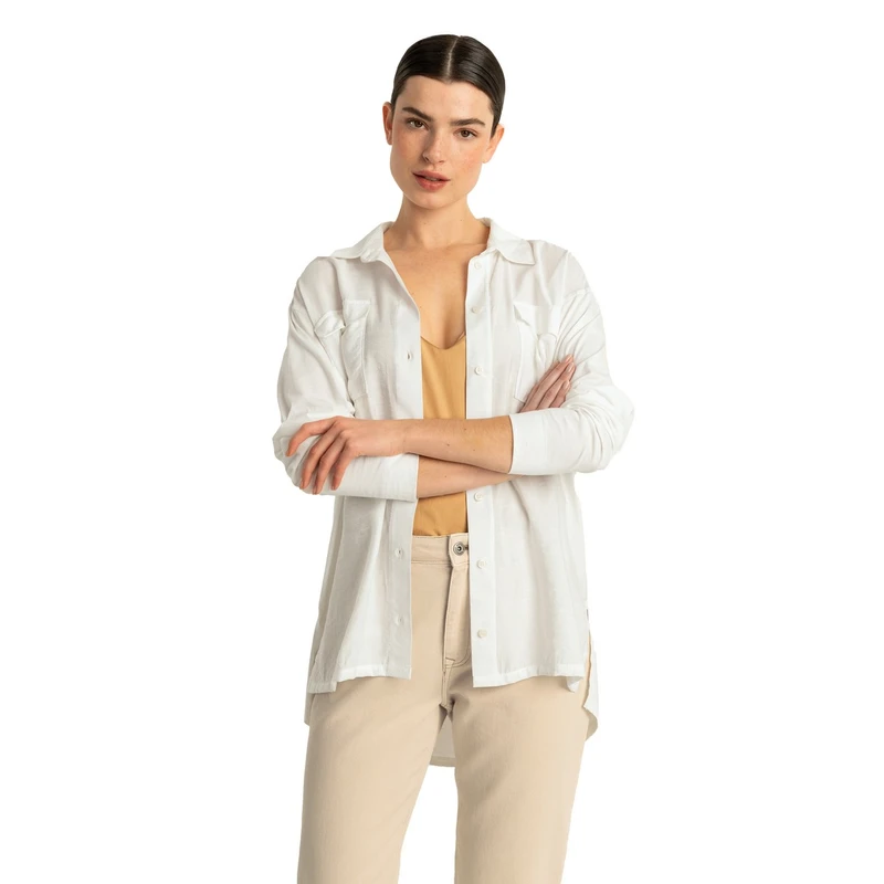 Dames Blouse EX24-14019 Expresso Wit