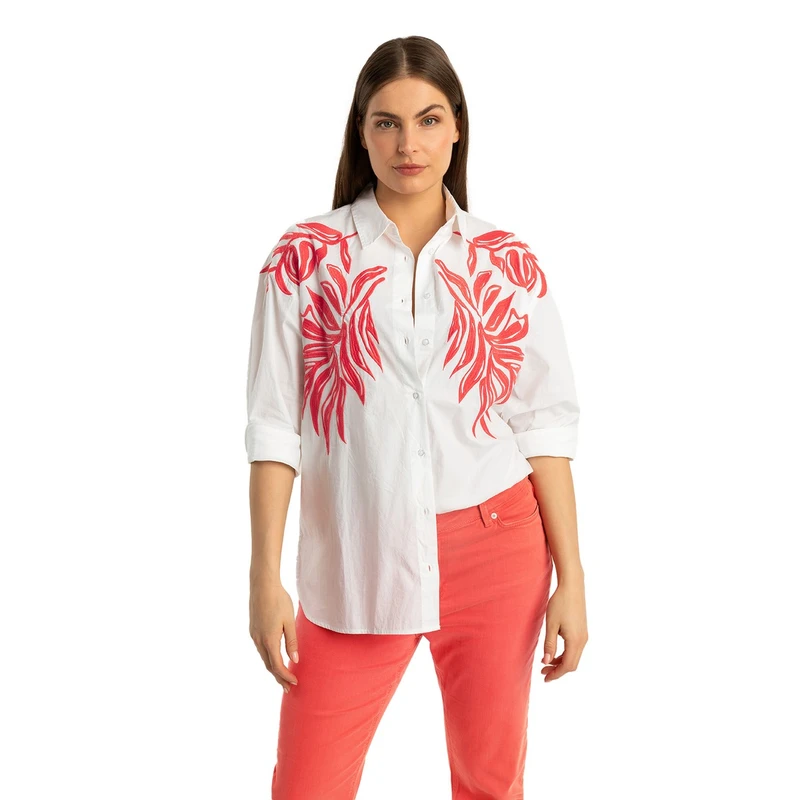 Dames Blouse EX24-14023 Expresso Wit