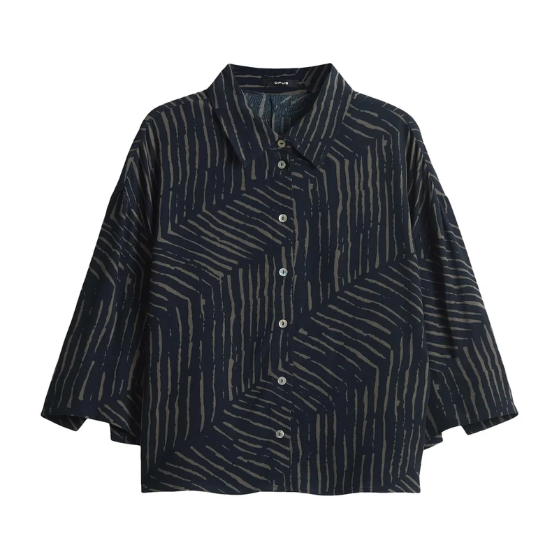 Dames Blouse Fiana palm leaves Opus KOBALT