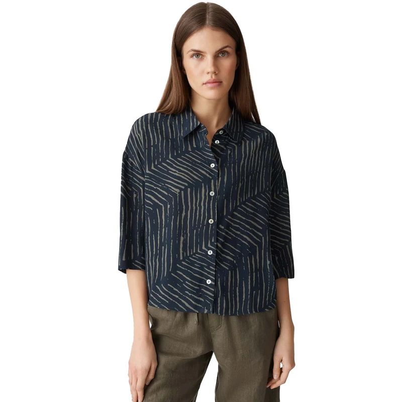 Dames Blouse Fiana palm leaves Opus KOBALT