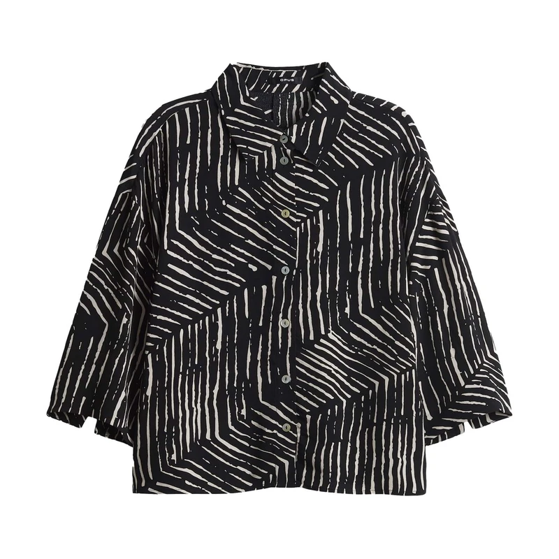 Dames Blouse Fiana palm leaves Opus ZWART