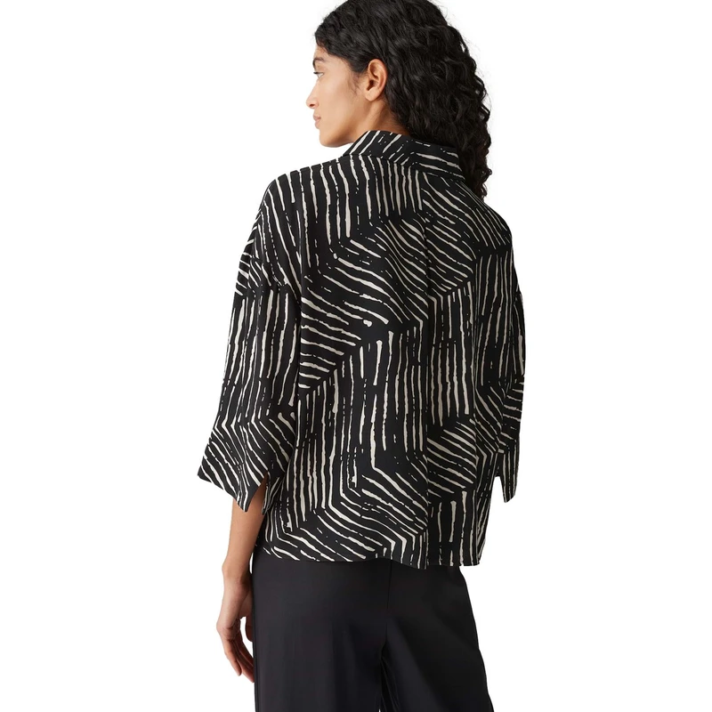 Dames Blouse Fiana palm leaves Opus ZWART