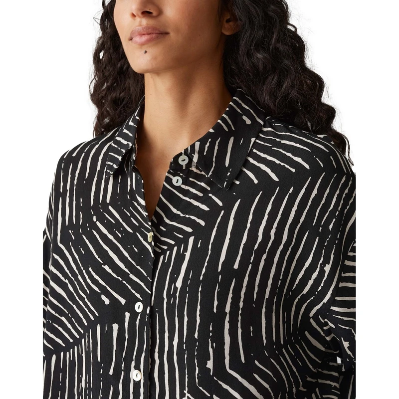 Dames Blouse Fiana palm leaves Opus ZWART