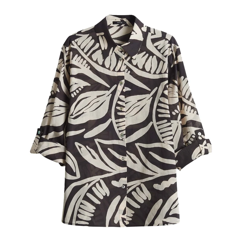 Dames Blouse Fumine tropical Opus MIDDEN BRUIN