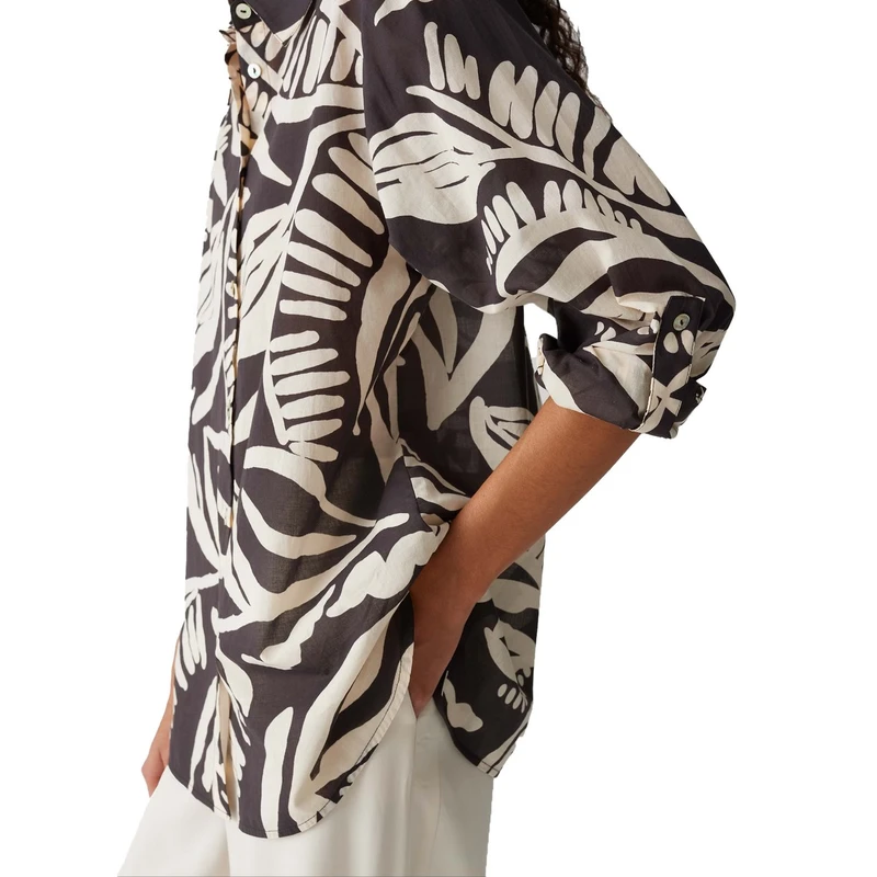 Dames Blouse Fumine tropical Opus MIDDEN BRUIN
