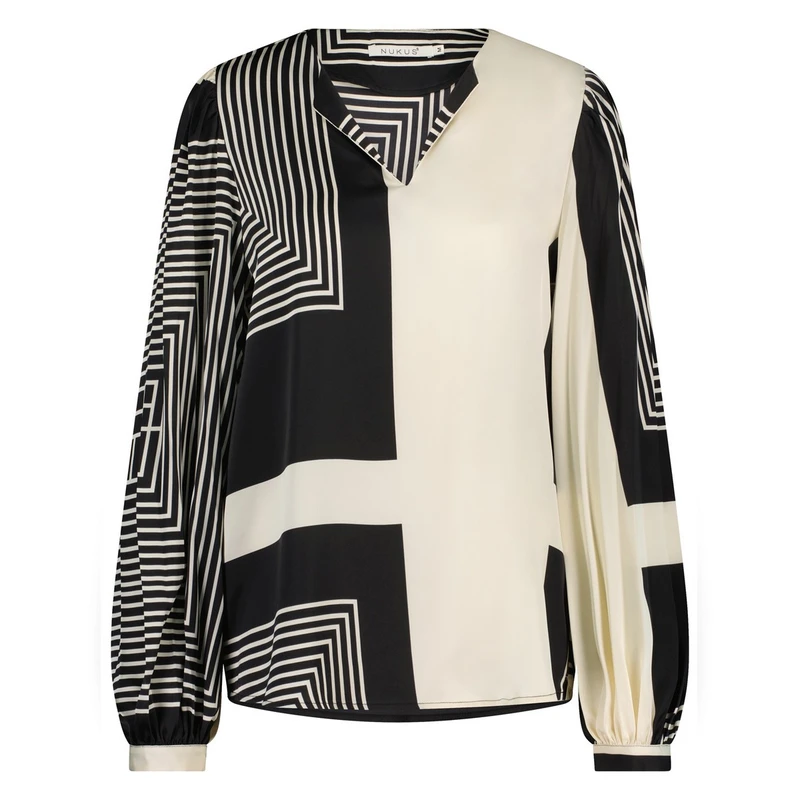 Dames Blouse Gabriella top Nukus ZWART DESSIN