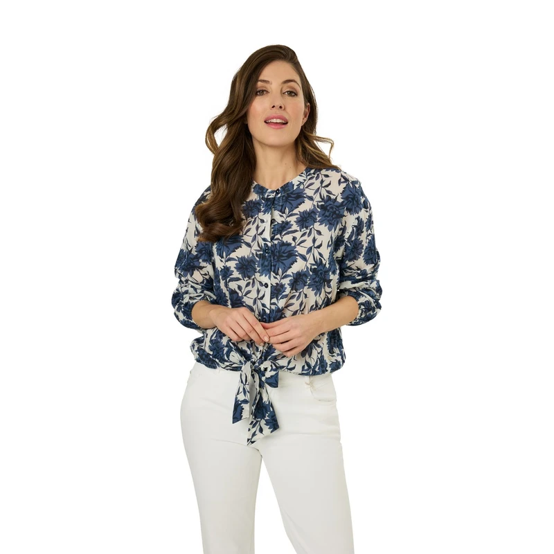 Dames Blouse Jameyvoilecoldessin Gardeur Collectie BLAUW DESSIN