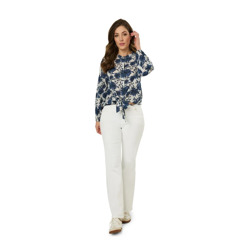 Dames Blouse Jameyvoilecoldessin Gardeur Collectie BLAUW DESSIN