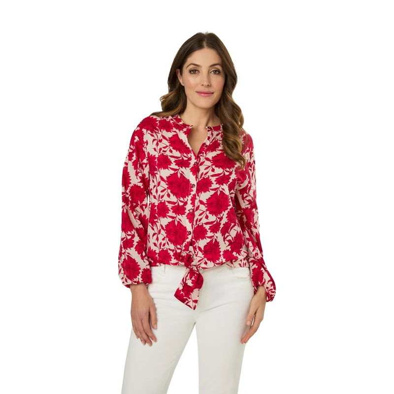 Dames Blouse Jameyvoilecoldessin Gardeur Collectie ROOD DESSIN