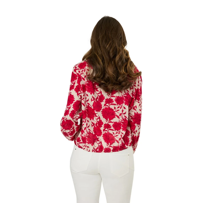 Dames Blouse Jameyvoilecoldessin Gardeur Collectie ROOD DESSIN