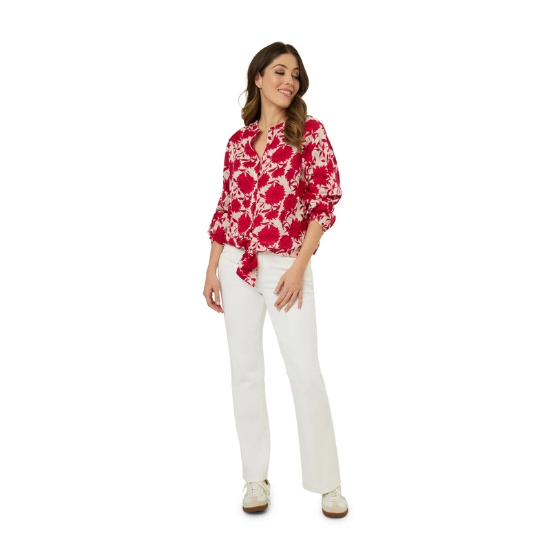 Dames Blouse Jameyvoilecoldessin Gardeur Collectie ROOD DESSIN