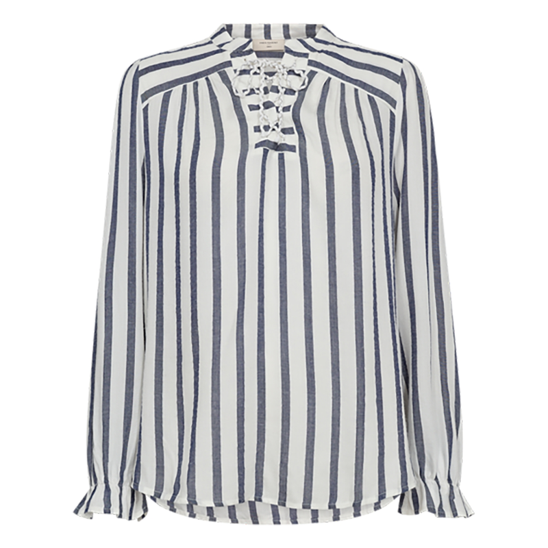 dames blouse met streep Freequent BLAUW DESSIN