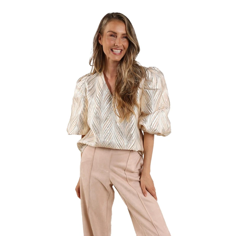 Dames Blouse MIRTHE TOP SHINY Nukus NUDE