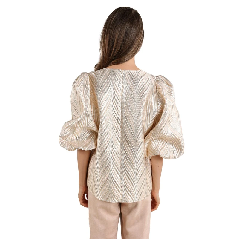 Dames Blouse MIRTHE TOP SHINY Nukus NUDE