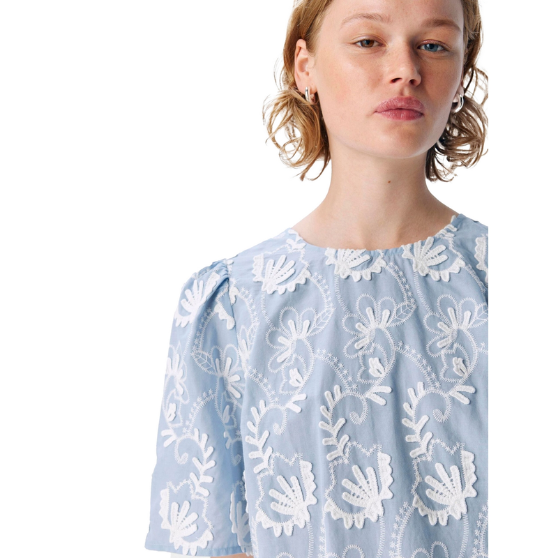 Dames Blouse OBJMYA Object BLAUW DESSIN