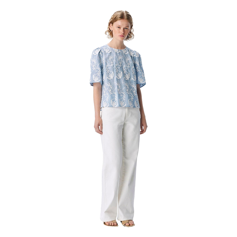 Dames Blouse OBJMYA Object BLAUW DESSIN