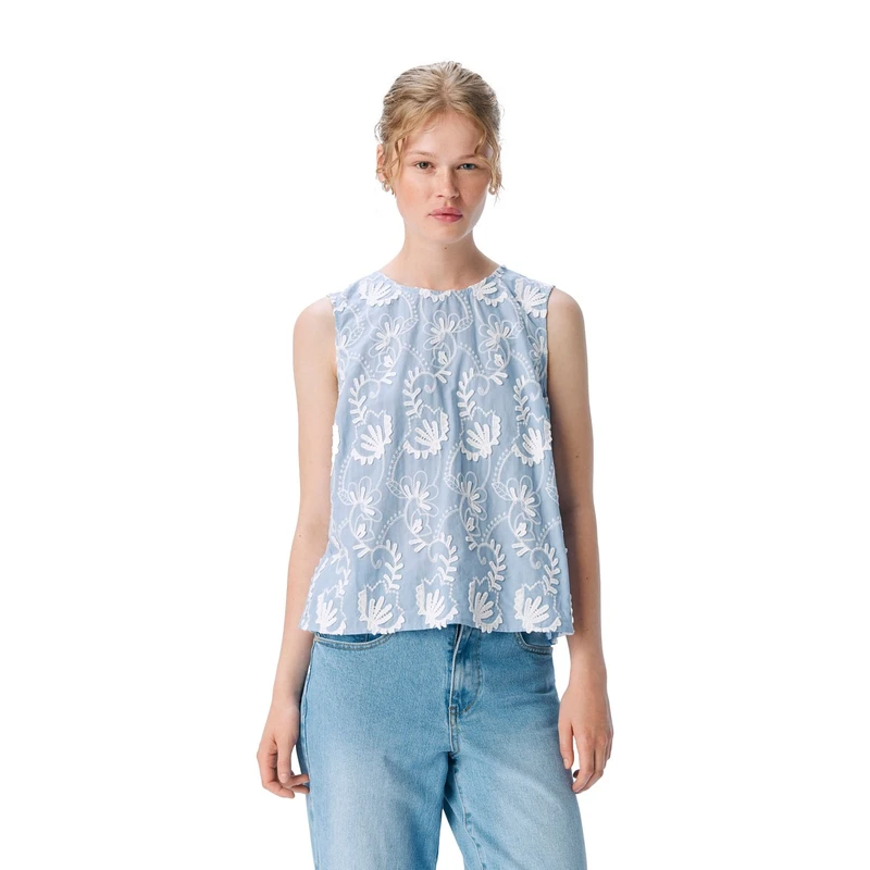 Dames Blouse OBJMYA Object BLAUW DESSIN