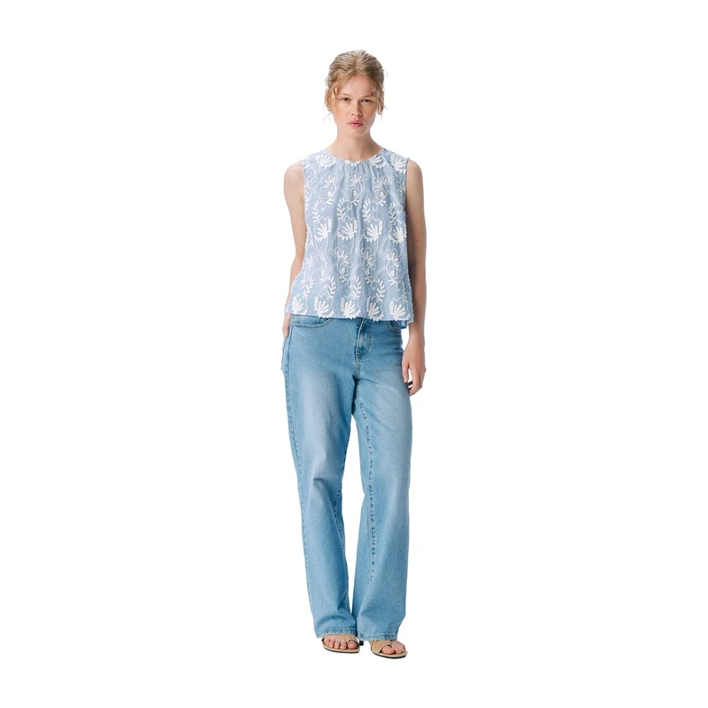 Dames Blouse OBJMYA Object BLAUW DESSIN