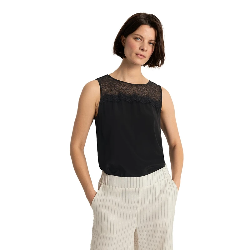 Dames Blouse Top CS24-14535 Claudia Strater ZWART